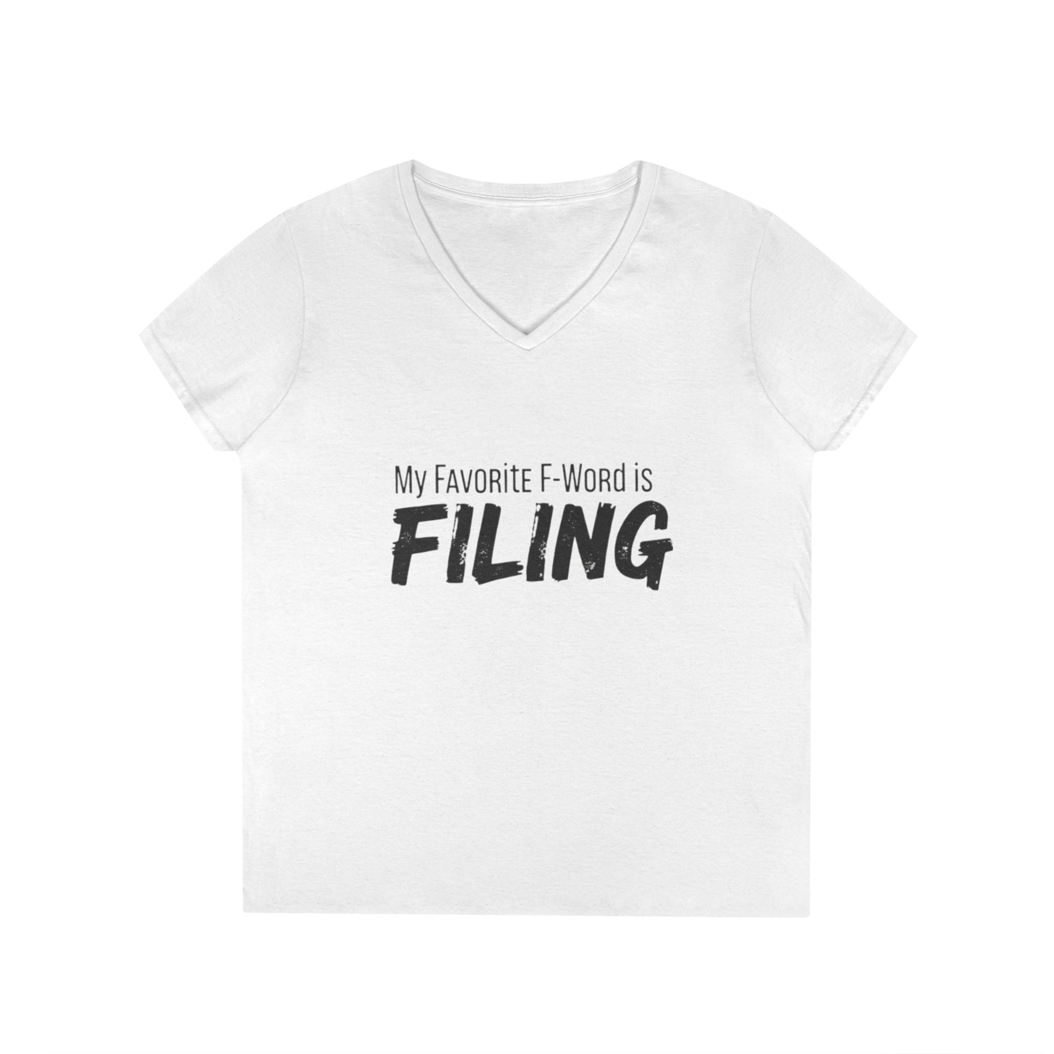 Funny Filing V-Neck T-Shirt,