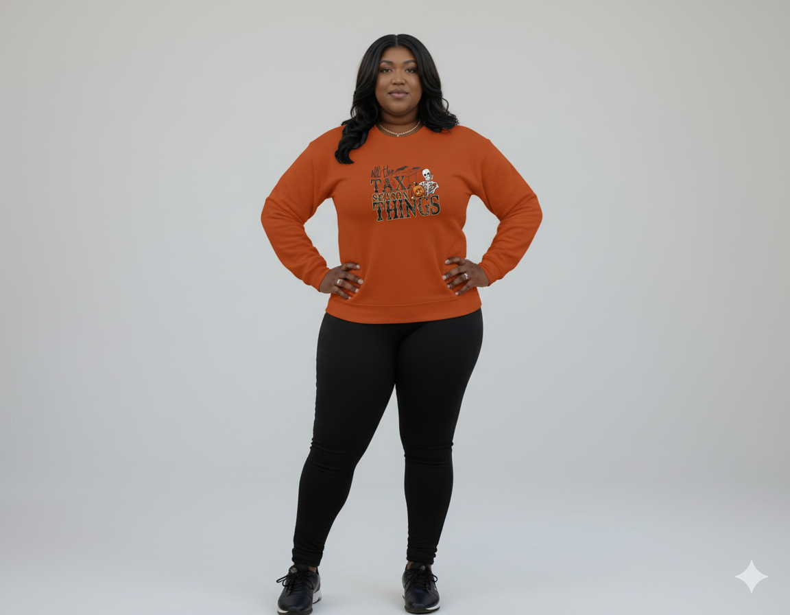 All the Tax Season Things Fall Season Crew Neck Sweater