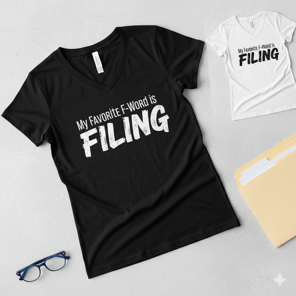 Funny Filing V-Neck T-Shirt,