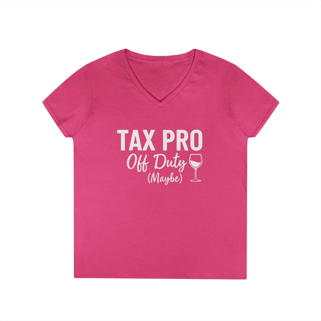 Tax Pro V-Neck T-Shirt - Fun Gift for Accountants, Wine Lovers, Off Duty Tax Season Tee, Tax Day Humor Shirt, Women’s Casual Top